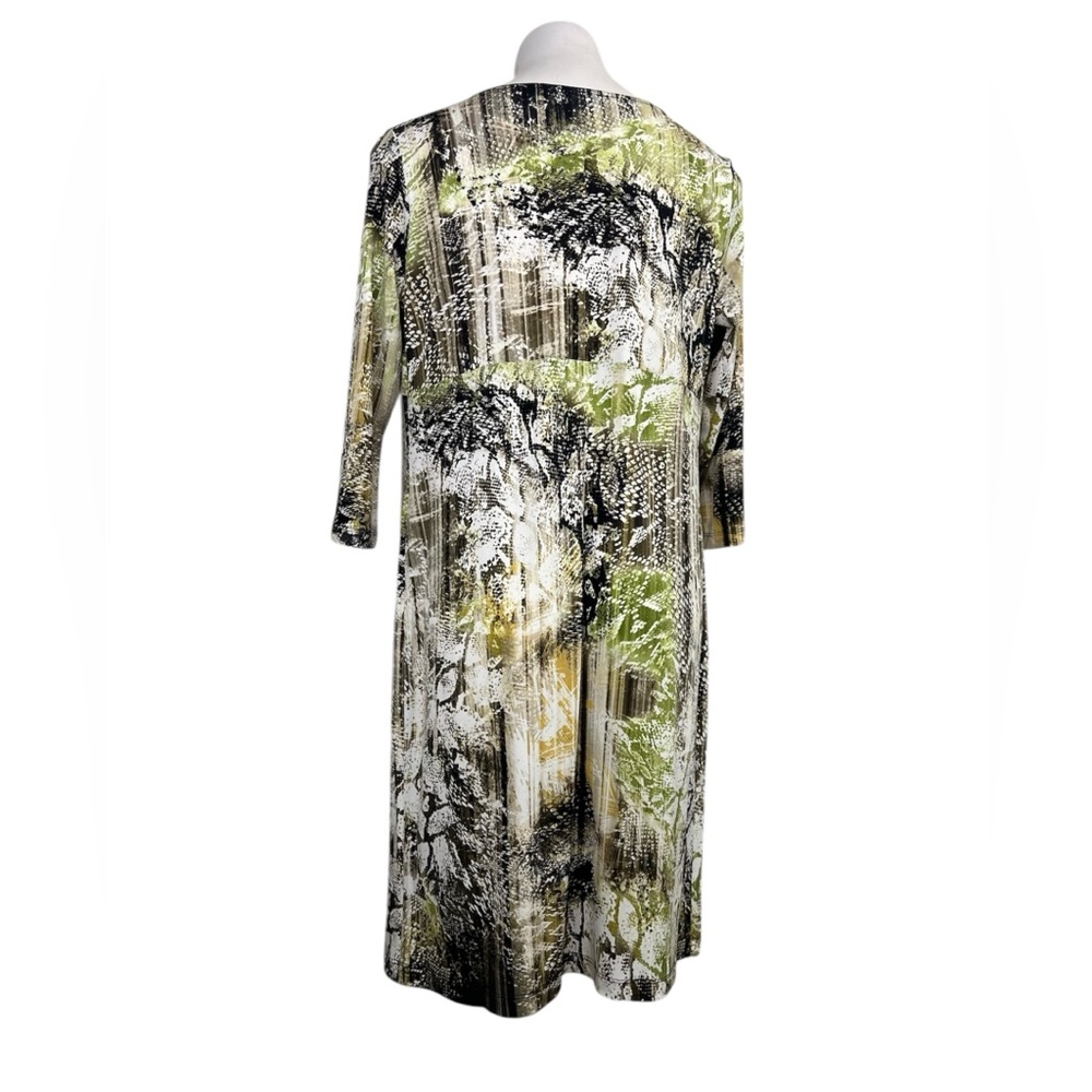 Punt Roma dress sz Med cowl neck knee length shift long sleeve green multicolor - Picture 4 of 7